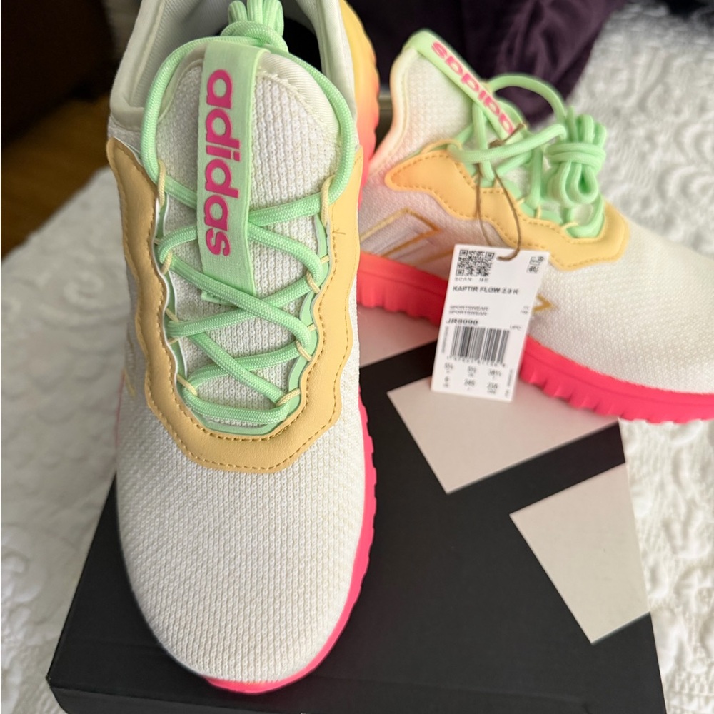 Adidas Women's Sneakers - White, Pink, and Yellow